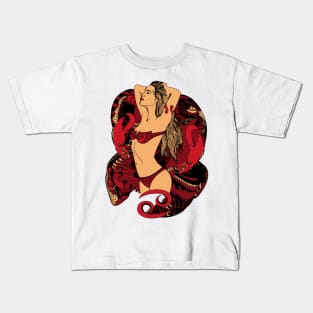Red and Cream Cancer Beauty Kids T-Shirt
